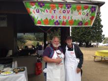 Our intrepid grill masters: Ron Telles and Paul Allen.